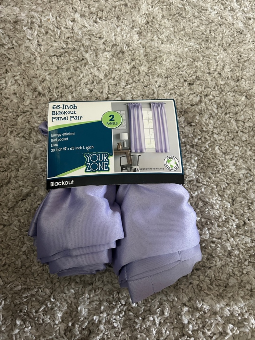 Your Zone 63" Blackout Curtain Panel Pair in Lilac
